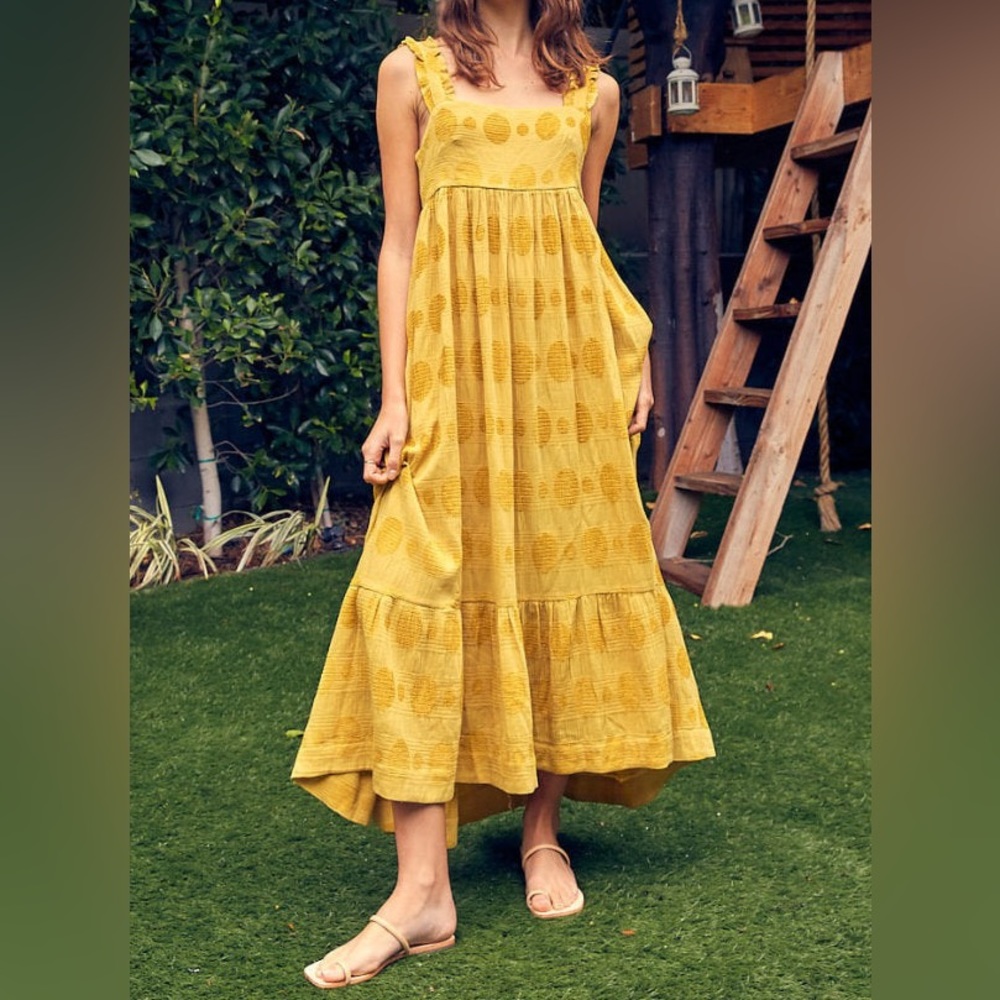 Miou Muse Textured Cotton Maxi Dress